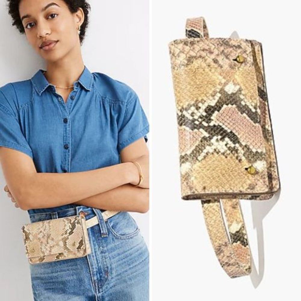 NWT Madewell The Leather Belt Bag: Snake Embossed Edition | XXS
